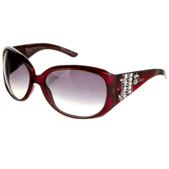 Dior Limited Red Swarovski Crystals Oval Gradient Lens Acetate Sunglasses - Picture 2 of 14